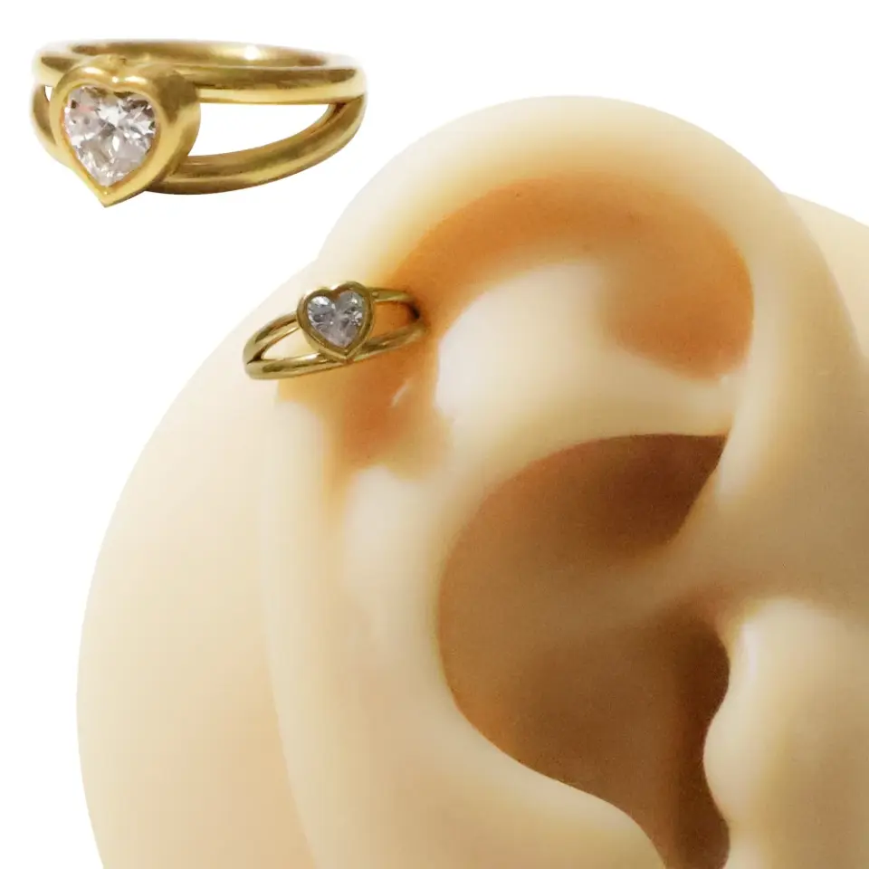 Altın renkli menteşeli clicker Infinite Heart tasarımı 316L cerrahi çelik halka helix kıkırdak piercing