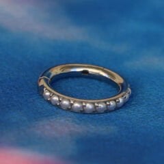 Sıra Taş İnci Kilitli Çelik Halka Piercing, Tragus-Daith-Helix-Kıkırdak-Septum-Auricle