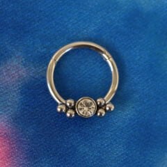 Altı Top Tek Zirkon Kilitli Çelik Halka Piercing, Tragus-Daith-Helix-Kıkırdak-Septum-Auricle
