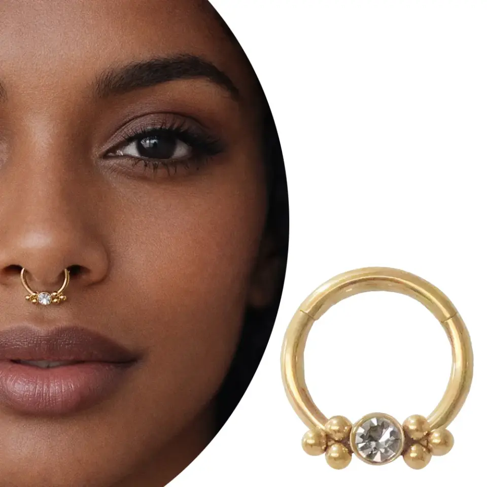 Tragus ve helix kullanımı için uygun paslanmaz altın halka septum kıkırdak piercing tasarımı