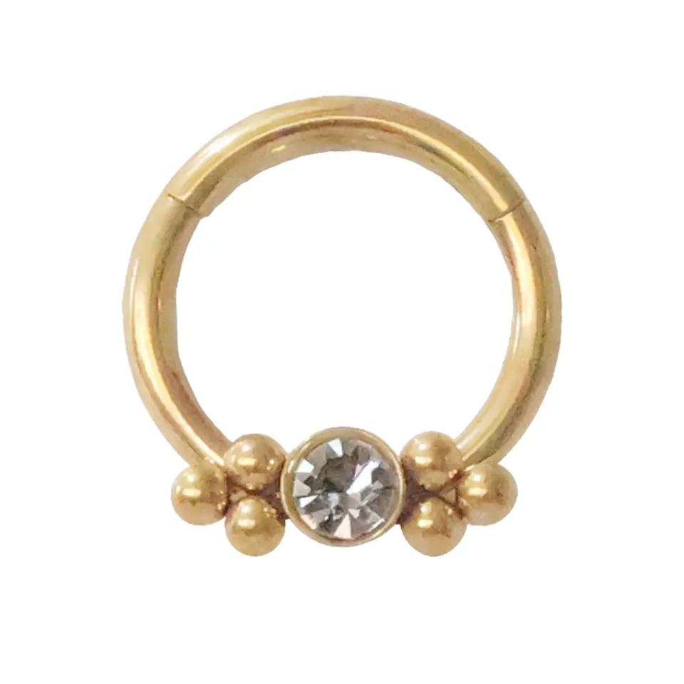 Altın renkli menteşeli clicker Sphere Glow tasarımı 316L cerrahi çelik halka septum kıkırdak piercing