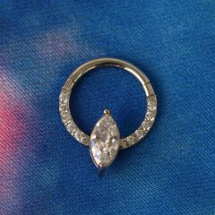 Markiz Zirkon Kilitli Çelik 8 mm Halka Piercing, Daith-Helix-Kıkırdak-Septum-Auricle