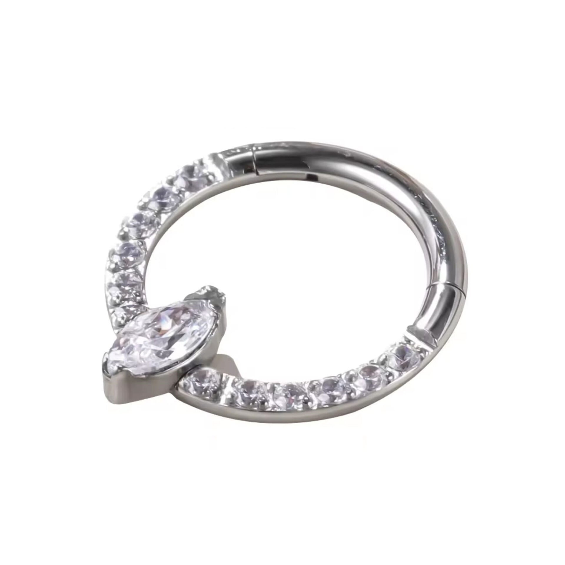 Markiz Zirkon Kilitli Çelik 8 mm Halka Piercing, Daith-Helix-Kıkırdak-Septum-Auricle