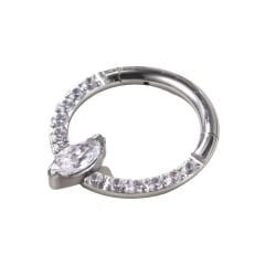 Markiz Zirkon Kilitli Çelik 8 mm Halka Piercing, Daith-Helix-Kıkırdak-Septum-Auricle