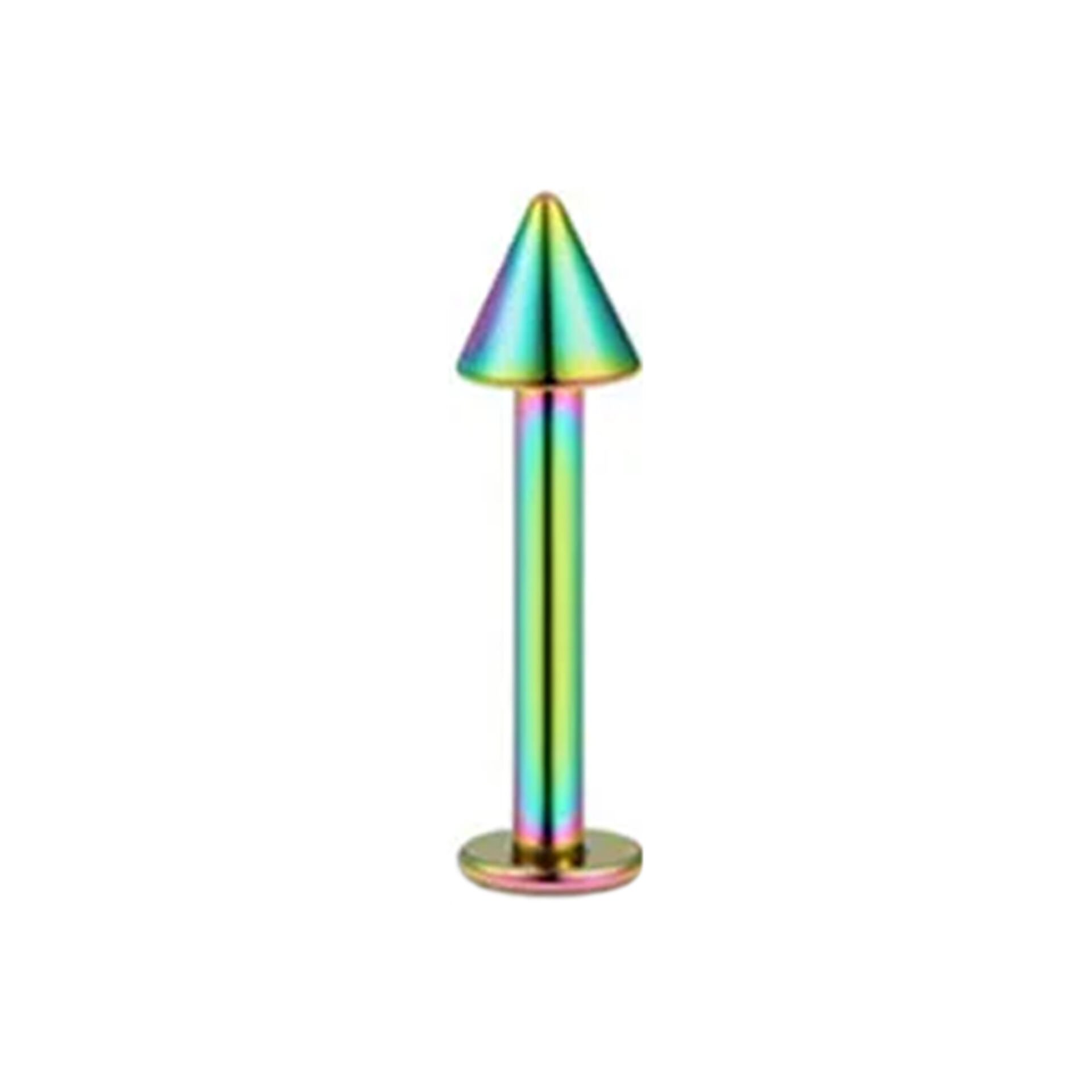 Spayk Gökkuşağı Çelik Flatback Düz Bar Piercing, Tragus-Helix-Conch-Burun-Dudak-Kıkırdak