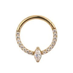 Markiz Zirkon Kilitli Gold Çelik 8 mm Halka Piercing, Daith-Helix-Kıkırdak-Septum-Auricle