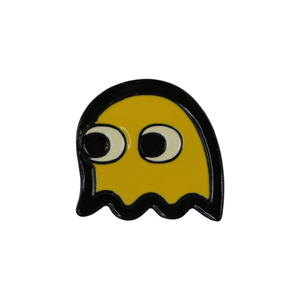Kumaş çanta ve kot mont süslemesi için sarı renkli retro Pacman hayalet model alternatif tarz iğneli rozet tasarımı