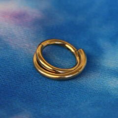 Çift Çapraz Kilitli Gold Çelik 6 mm Halka Piercing, Tragus-Helix-Rook-Nostril-Kıkırdak-Auricle