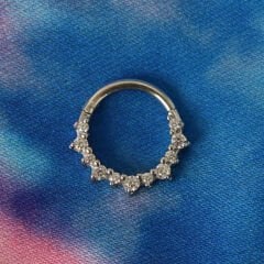oOoOoOoOo Zirkon Kilitli Çelik 8 mm Halka Piercing, Daith-Helix-Kıkırdak-Septum-Auricle
