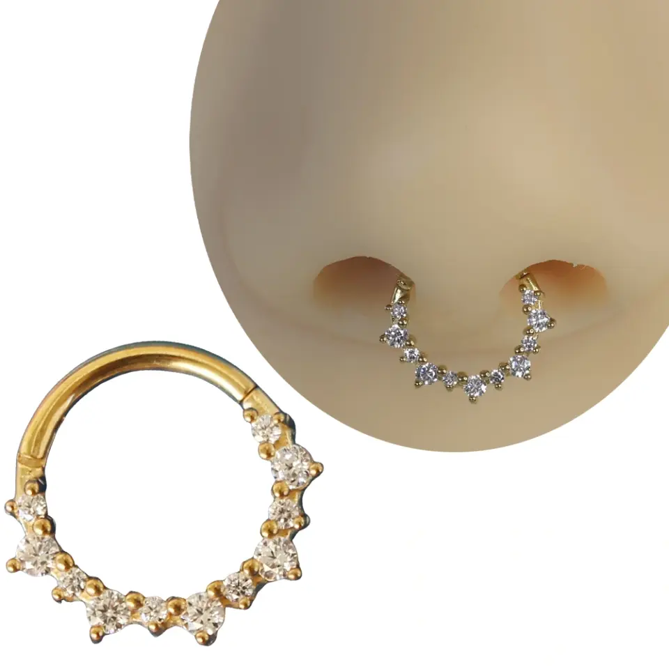 Daith ve helix kullanımı için uygun paslanmaz altın halka septum kıkırdak piercing tasarımı