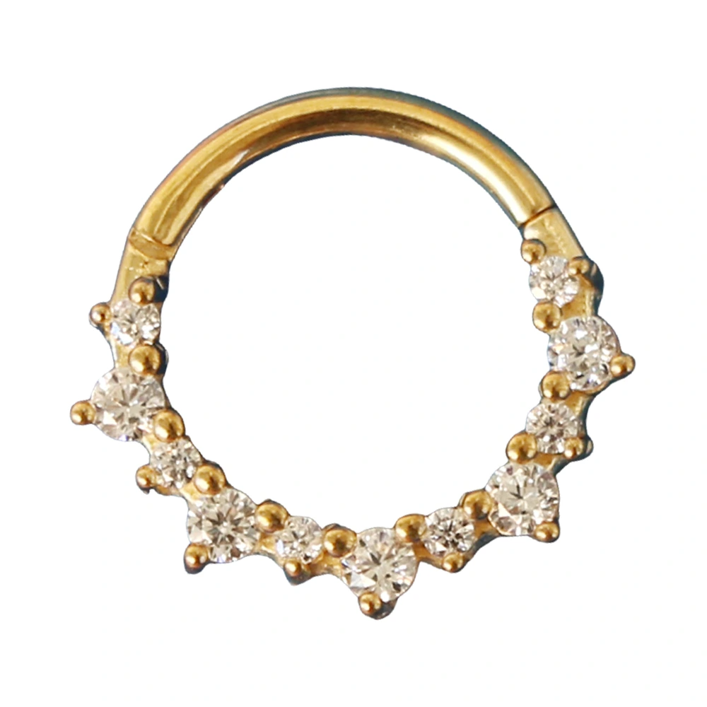 Altın renkli menteşeli clicker Constellation tasarımı 316L cerrahi çelik halka septum kıkırdak piercing