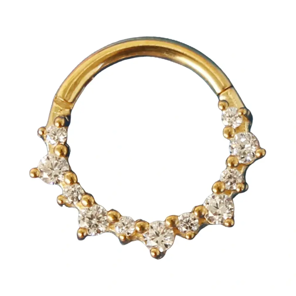 Altın renkli menteşeli clicker Constellation tasarımı 316L cerrahi çelik halka septum kıkırdak piercing