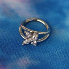 Badem Taş Kelebek Kilitli Çelik 8 mm Halka Piercing, Tragus-Nostril-Helix-Kıkırdak-Lobe-Auricle