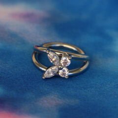 Badem Taş Kelebek Kilitli Çelik 8 mm Halka Piercing, Tragus-Nostril-Helix-Kıkırdak-Lobe-Auricle