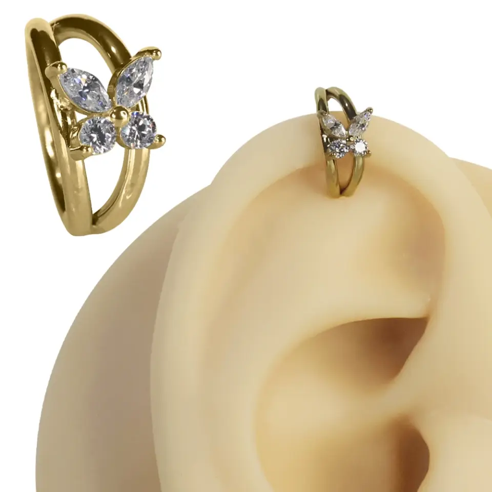 Helix ve tragus kullanımı için uygun paslanmaz altın halka burun kıkırdak piercing tasarımı