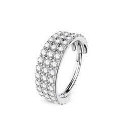 Üç Sıra Zirkon Kilitli Çelik 8 mm Halka Piercing, Tragus-Nostril-Helix-Kıkırdak-Lobe-Auricle