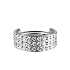 Üç Sıra Zirkon Kilitli Çelik 8 mm Halka Piercing, Tragus-Nostril-Helix-Kıkırdak-Lobe-Auricle