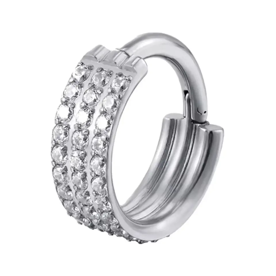 Gümüş renkli menteşeli clicker Queen tasarımı 316L cerrahi çelik halka septum kıkırdak piercing