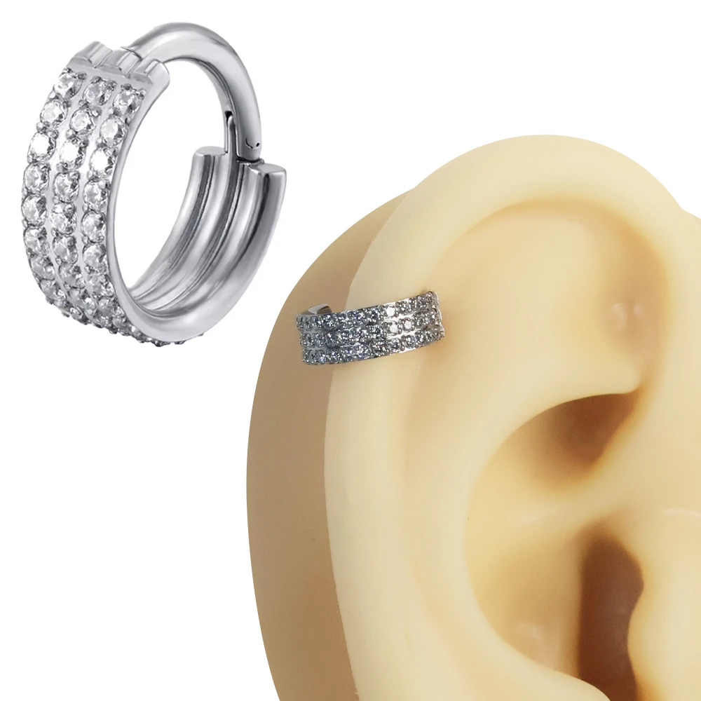 Helix ve daith kullanımı için uygun paslanmaz gümüş halka septum kıkırdak piercing tasarımı