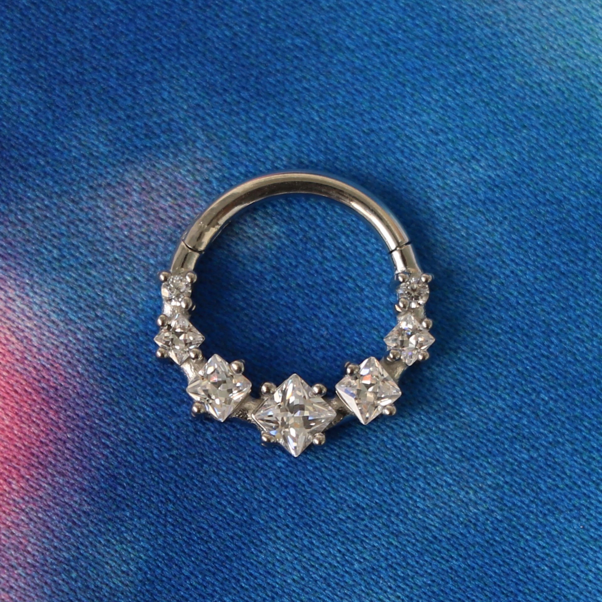 Kare Zirkon Kilitli Çelik 8 mm Halka Piercing, Daith-Helix-Kıkırdak-Septum-Auricle