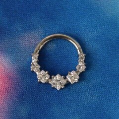 Kare Zirkon Kilitli Çelik 8 mm Halka Piercing, Daith-Helix-Kıkırdak-Septum-Auricle