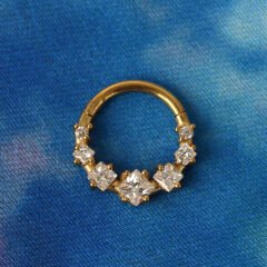Kare Zirkon Kilitli Gold Çelik 8 mm Halka Piercing, Daith-Helix-Kıkırdak-Septum-Auricle