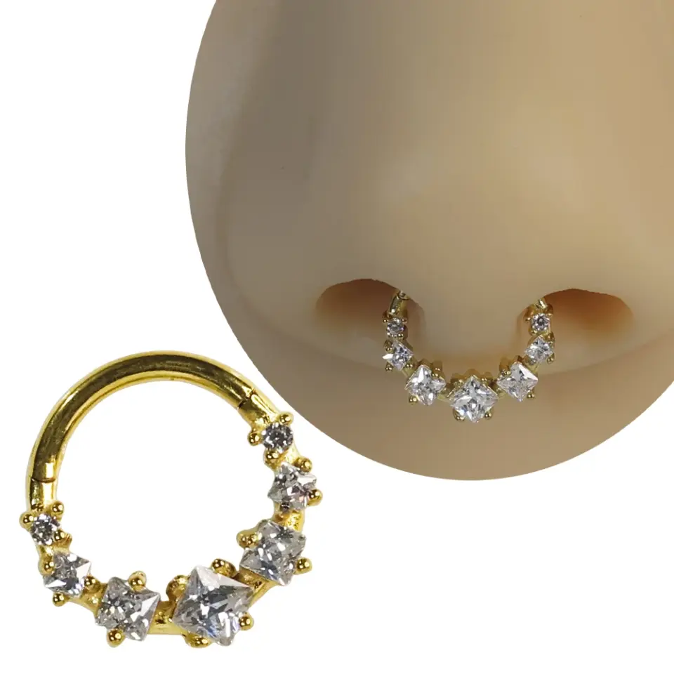 Tragus ve helix kullanımı için uygun paslanmaz altın halka septum kıkırdak piercing tasarımı