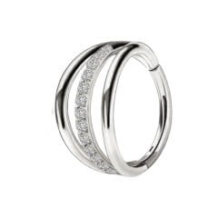 Üç Halka Zirkon Kilitli Çelik 8 mm Halka Piercing, Rook-Nostril-Helix-Kıkırdak-Lobe-Auricle