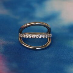 Üç Halka Zirkon Kilitli Çelik 8 mm Halka Piercing, Rook-Nostril-Helix-Kıkırdak-Lobe-Auricle