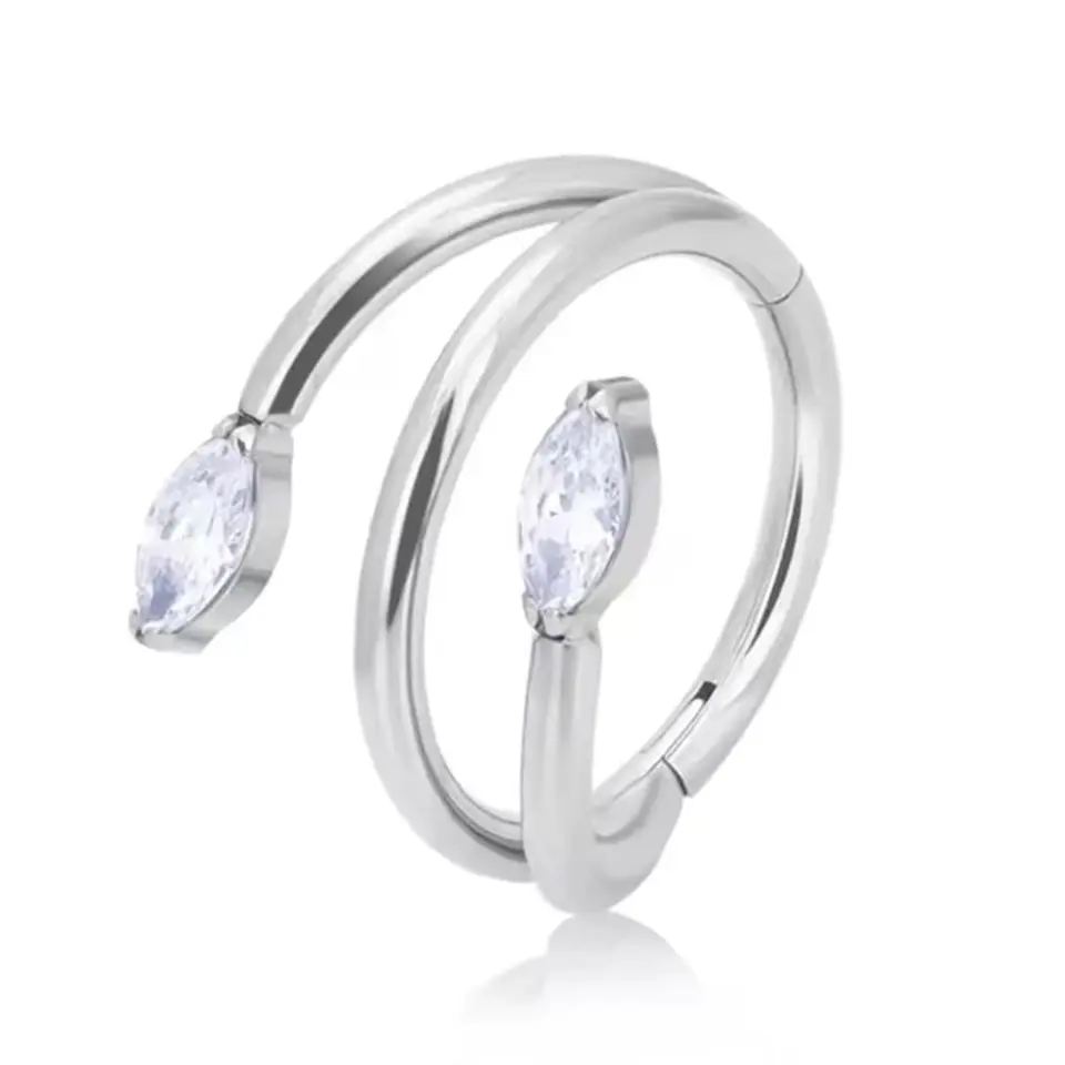 8mm iç çap ölçülü anti-alerjik gümüş halka septum kıkırdak piercing menteşeli model