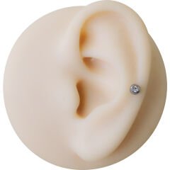 Taşlı Çelik Flatback Düz Bar Piercing, Tragus-Helix-Conch-Burun-Dudak-Kıkırdak