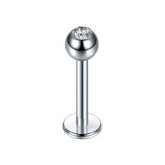 Taşlı Çelik Flatback Düz Bar Piercing, Tragus-Helix-Conch-Burun-Dudak-Kıkırdak