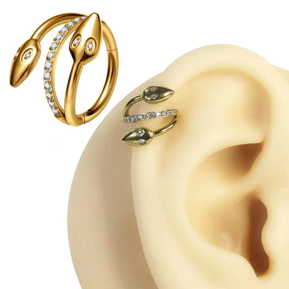 Tragus ve helix kullanımı için uygun paslanmaz altın halka septum kıkırdak piercing tasarımı