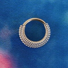 3 Sıra Burgu Model Kilitli Çelik 8 mm Halka Piercing, Daith-Helix-Kıkırdak-Septum-Auricle