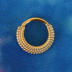 3 Sıra Burgu Model Kilitli Gold Çelik 8 mm Halka Piercing, Daith-Helix-Kıkırdak-Septum-Auricle