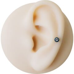 Taşlı Mavi Çelik Flatback Düz Bar Piercing, Tragus-Helix-Conch-Burun-Dudak-Kıkırdak