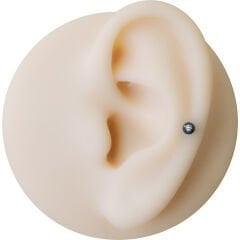 Taşlı Mavi Çelik Flatback Düz Bar Piercing, Tragus-Helix-Conch-Burun-Dudak-Kıkırdak