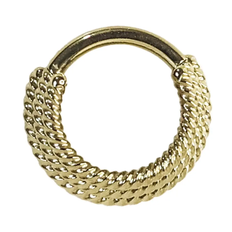 Altın renkli menteşeli clicker Triple Twist tasarımı 316L cerrahi çelik halka septum kıkırdak piercing