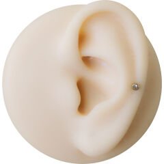 Taşlı Gold Çelik Flatback Düz Bar Piercing, Tragus-Helix-Conch-Burun-Dudak-Kıkırdak