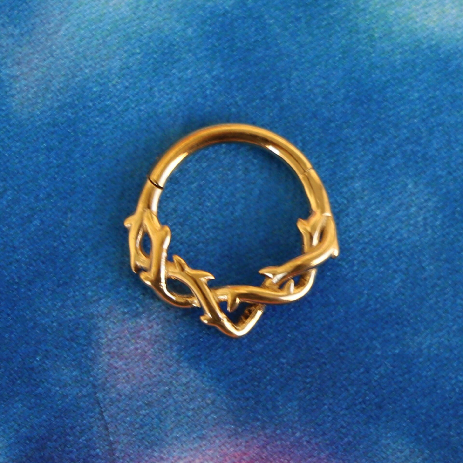 Dal Kilitli Gold Çelik 8 mm Halka Piercing, Daith-Helix-Kıkırdak-Septum-Auricle