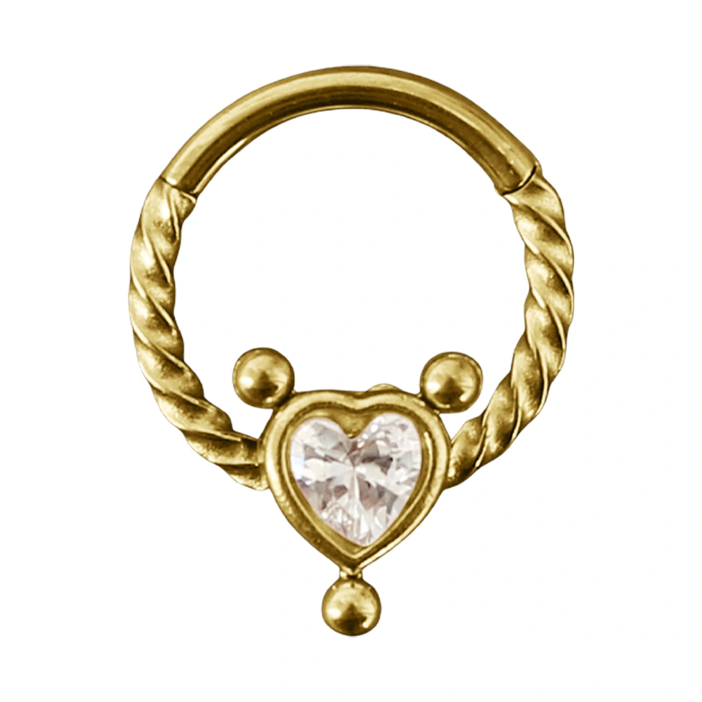 Altın renkli menteşeli clicker Amour Hoop tasarımı 316L cerrahi çelik halka septum kıkırdak piercing