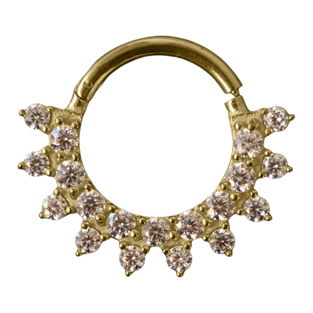 Altın renkli menteşeli clicker Empress tasarımı 316L cerrahi çelik halka septum kıkırdak piercing