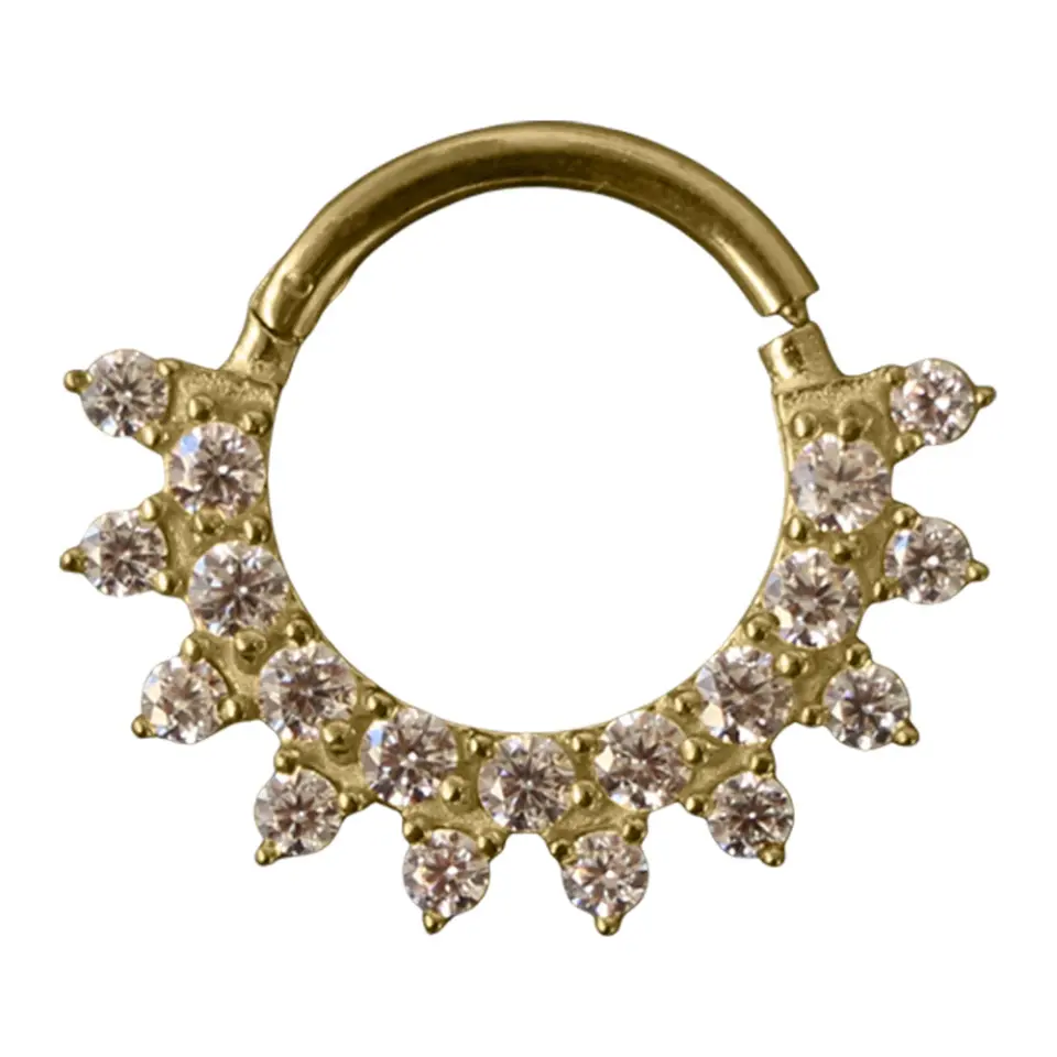 Altın renkli menteşeli clicker Empress tasarımı 316L cerrahi çelik halka septum kıkırdak piercing