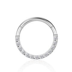 Sıralı Zirkon Taşlı Kilitli Çelik 8 mm Halka Piercing, Daith-Helix-Kıkırdak-Septum-Auricle