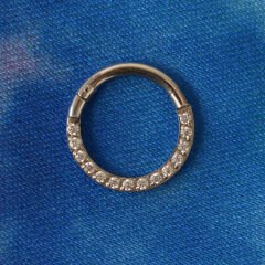 Sıralı Zirkon Taşlı Kilitli Çelik 8 mm Halka Piercing, Daith-Helix-Kıkırdak-Septum-Auricle