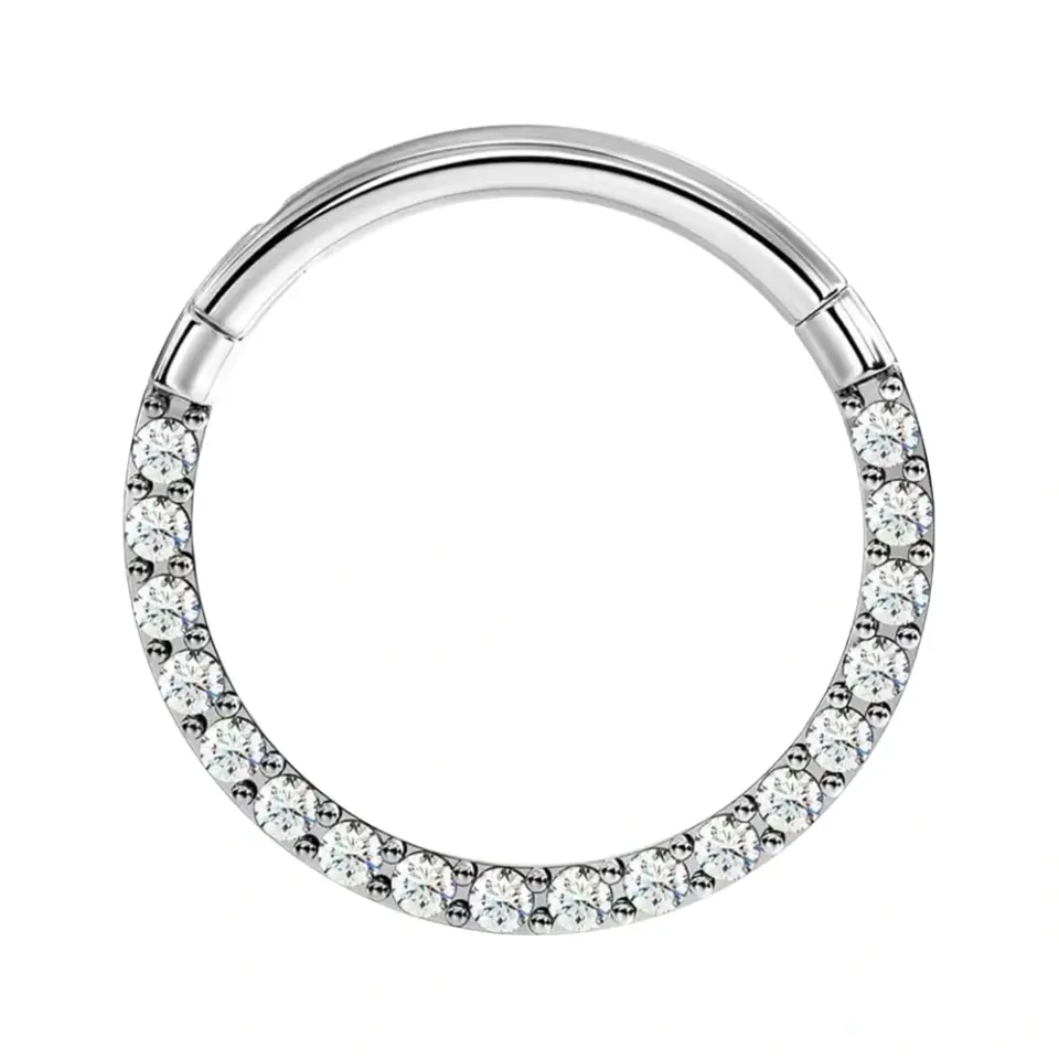 Gümüş renkli menteşeli clicker Nova Ring tasarımı 316L cerrahi çelik halka septum kıkırdak piercing