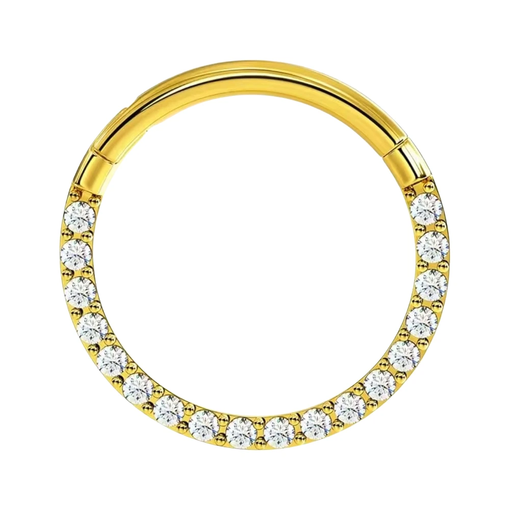 Altın renkli menteşeli clicker Nova Ring tasarımı 316L cerrahi çelik halka septum kıkırdak piercing