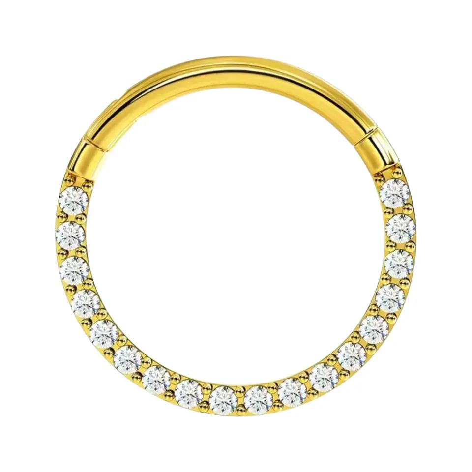 Altın renkli menteşeli clicker Nova Ring tasarımı 316L cerrahi çelik halka septum kıkırdak piercing