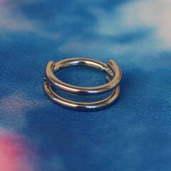 Çift Sıra Kilitli Çelik 8 mm Halka Piercing, Helix-Kıkırdak-Auricle-Septum
