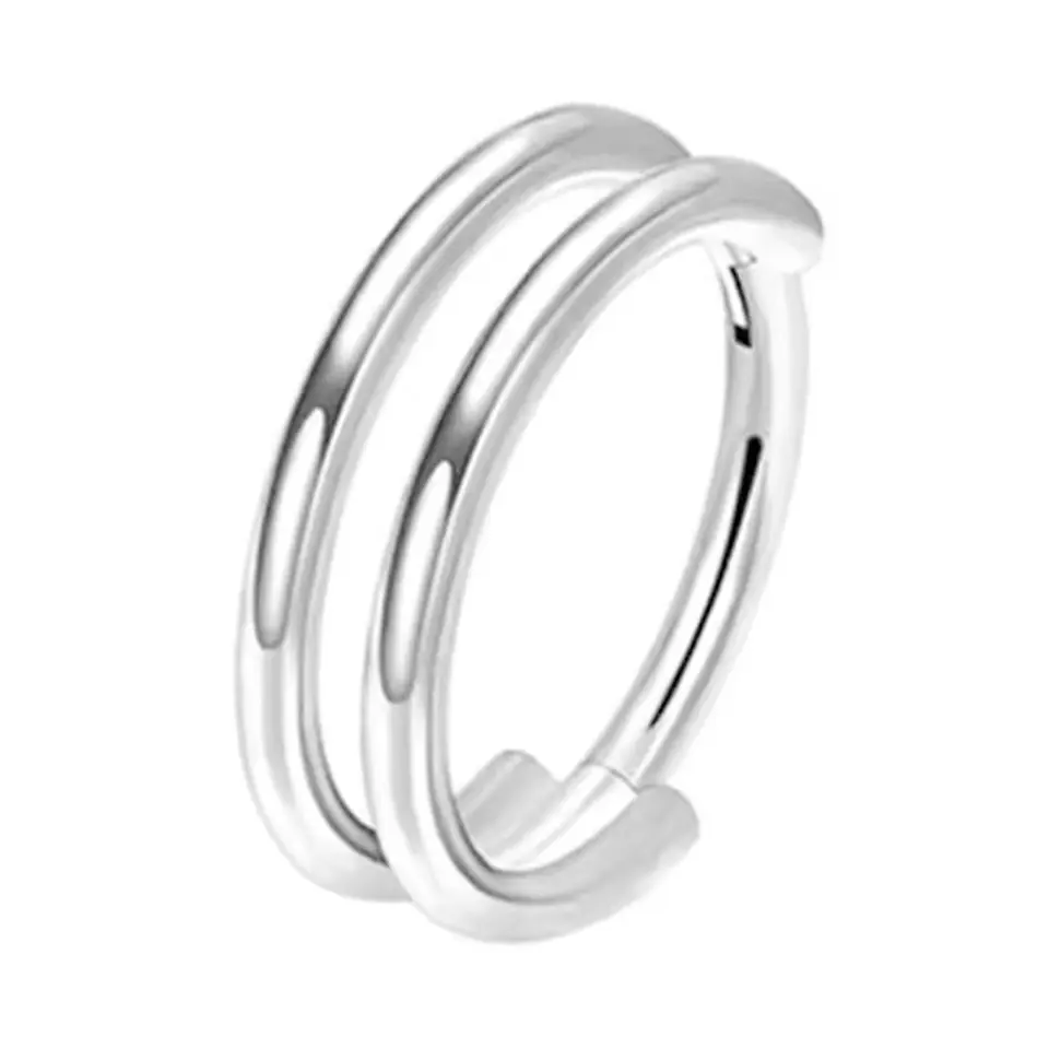 Gümüş renkli menteşeli clicker ikili görünümlü 316L cerrahi çelik halka septum kıkırdak piercing